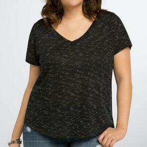 Black SPECKLE V-NECK TEE